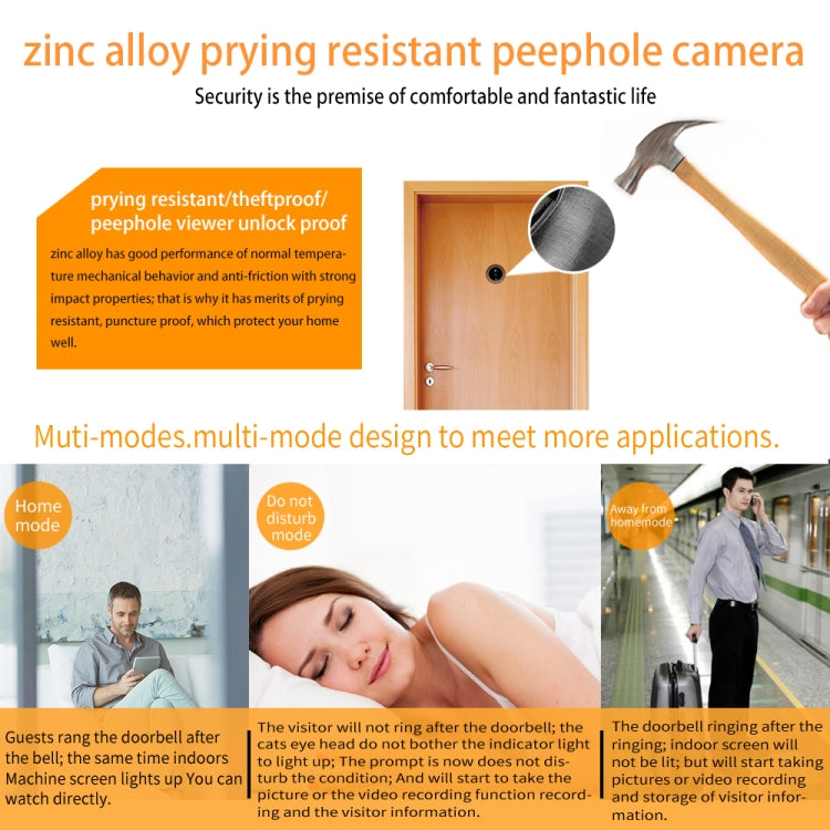 W8-S 2.4 inch Screen 2.0MP Security Camera No Disturb Peephole Viewer, Support TF Card W8-S 2.4 inch Screen 2.0MP Security Camera No Disturb Peephole Viewer, Support TF Card